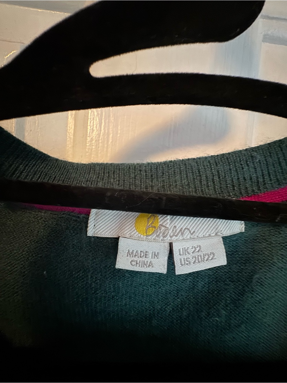 Boden Forest Green Crewneck Sweater with Puff Shoulders - Picture 2 of 3